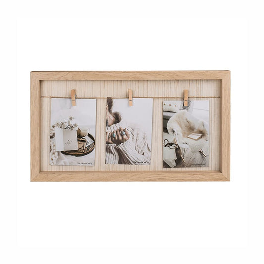 Holzrahmen Wäscheleine mit Holzklammern (3 Photos)