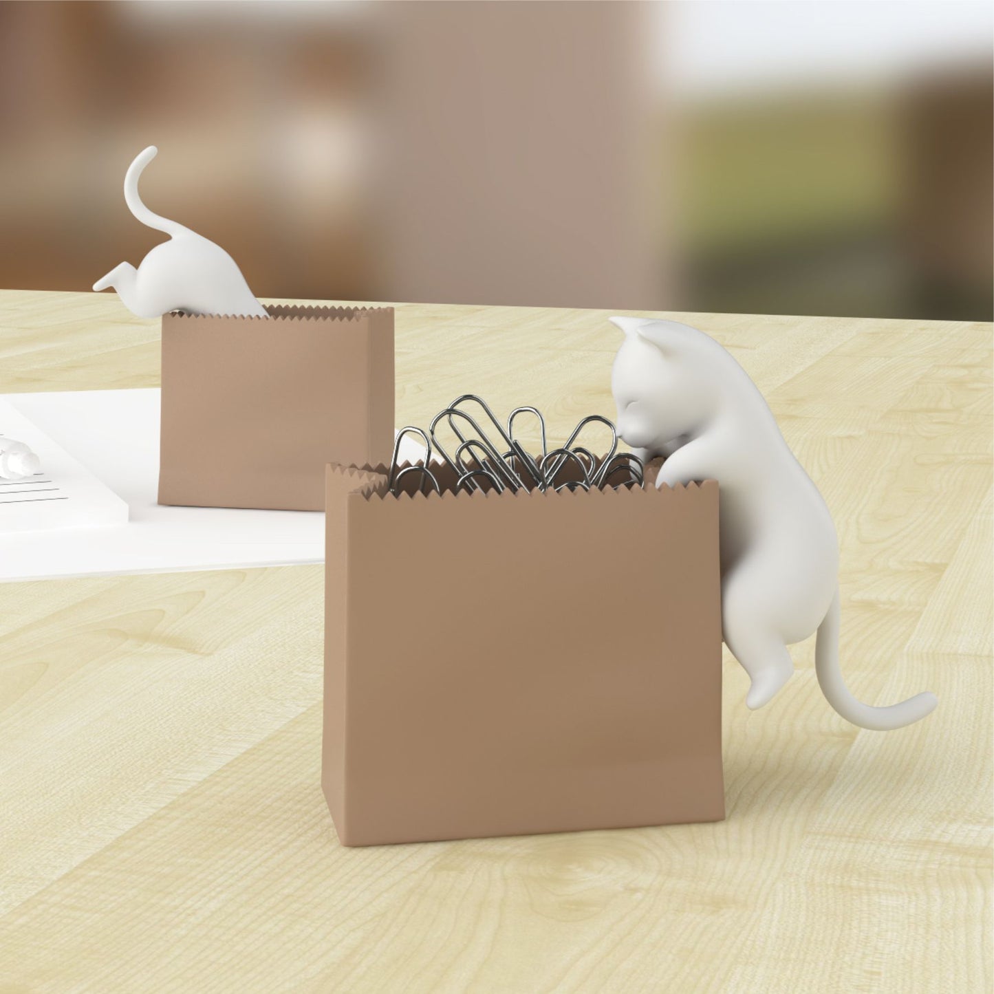 3-tlg. Büroklammern-Spender Set "Katzen"