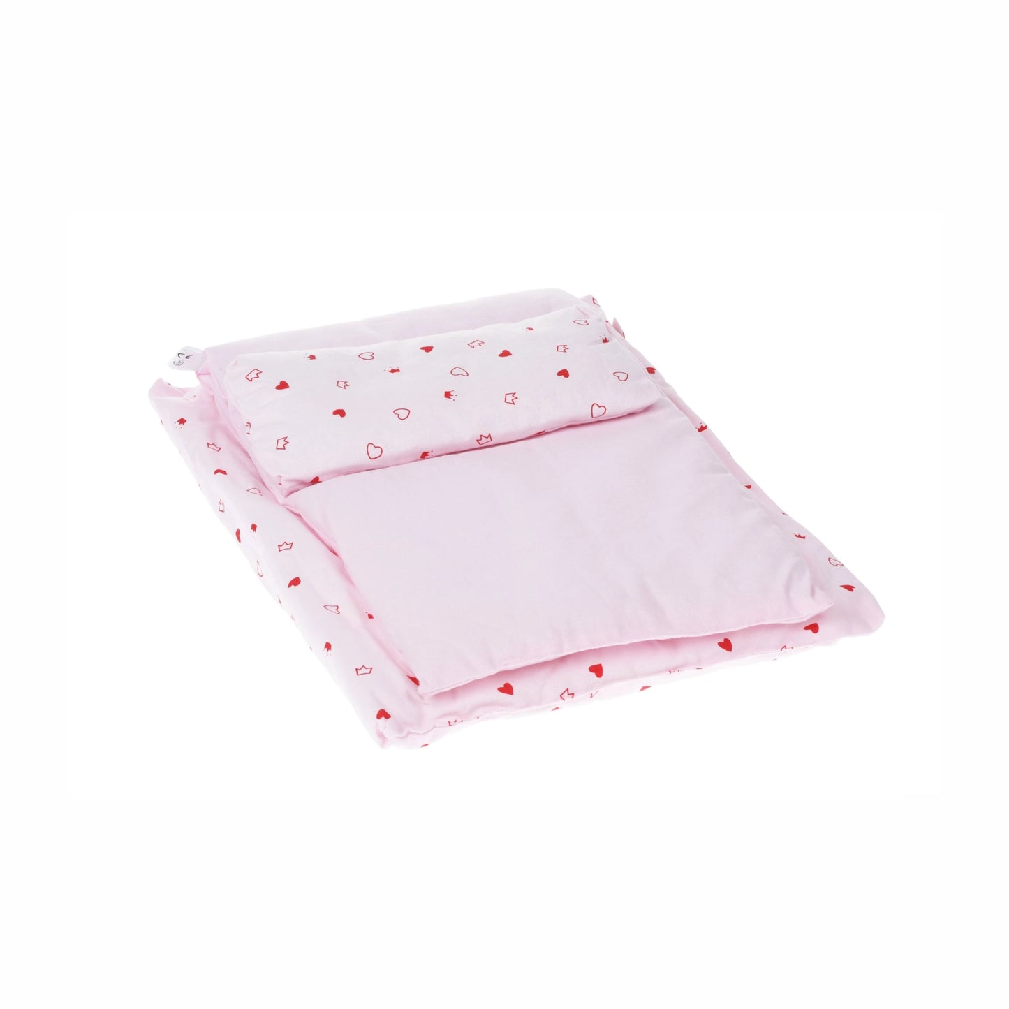 Goki | Puppenwiege mit Bettzeug, 57,5 x 44 x 29 cm, Holz weiß lackiert