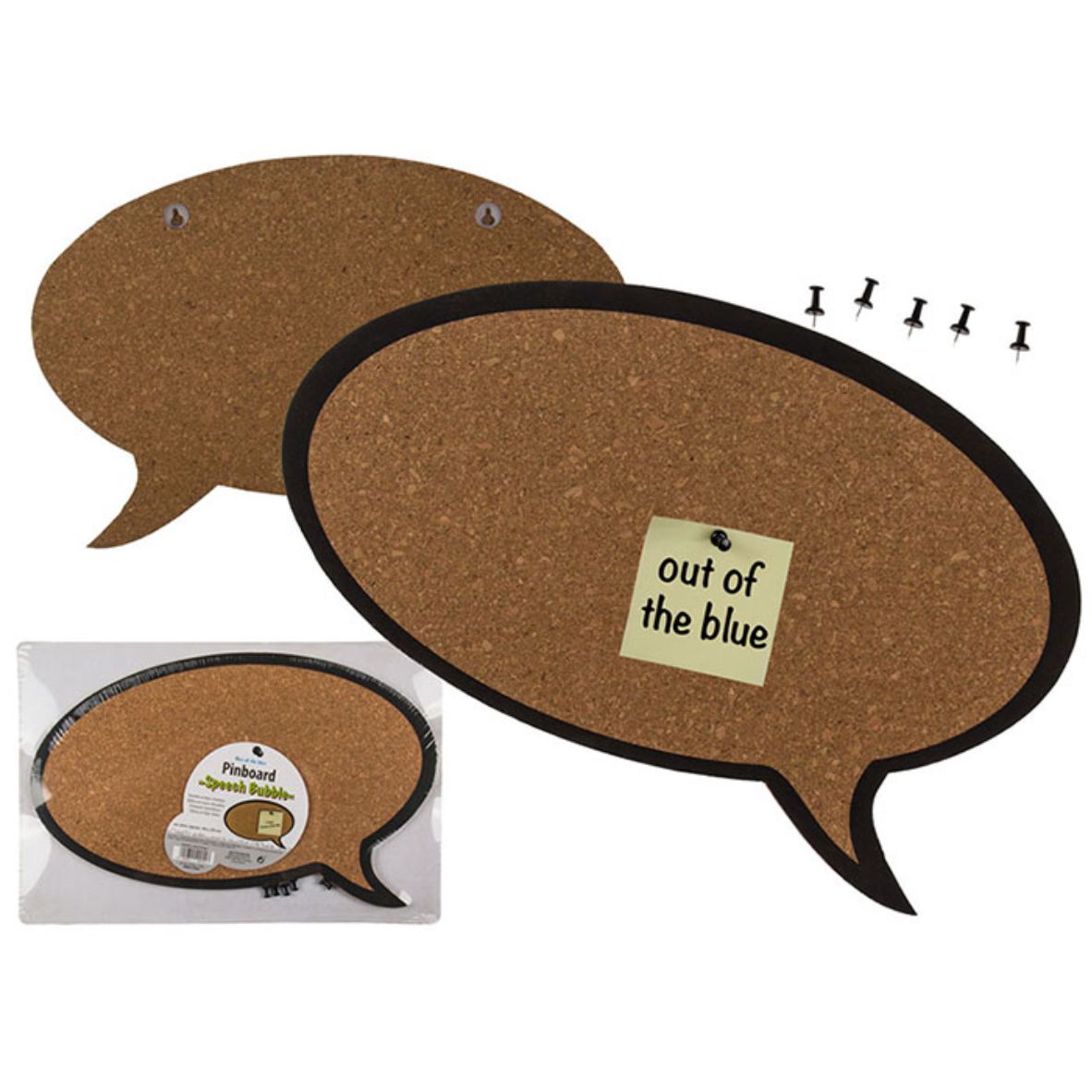 Pinnwand aus Kork »Sprechblase« 44x29 cm mit 5 Pinnnadeln in Schwarz