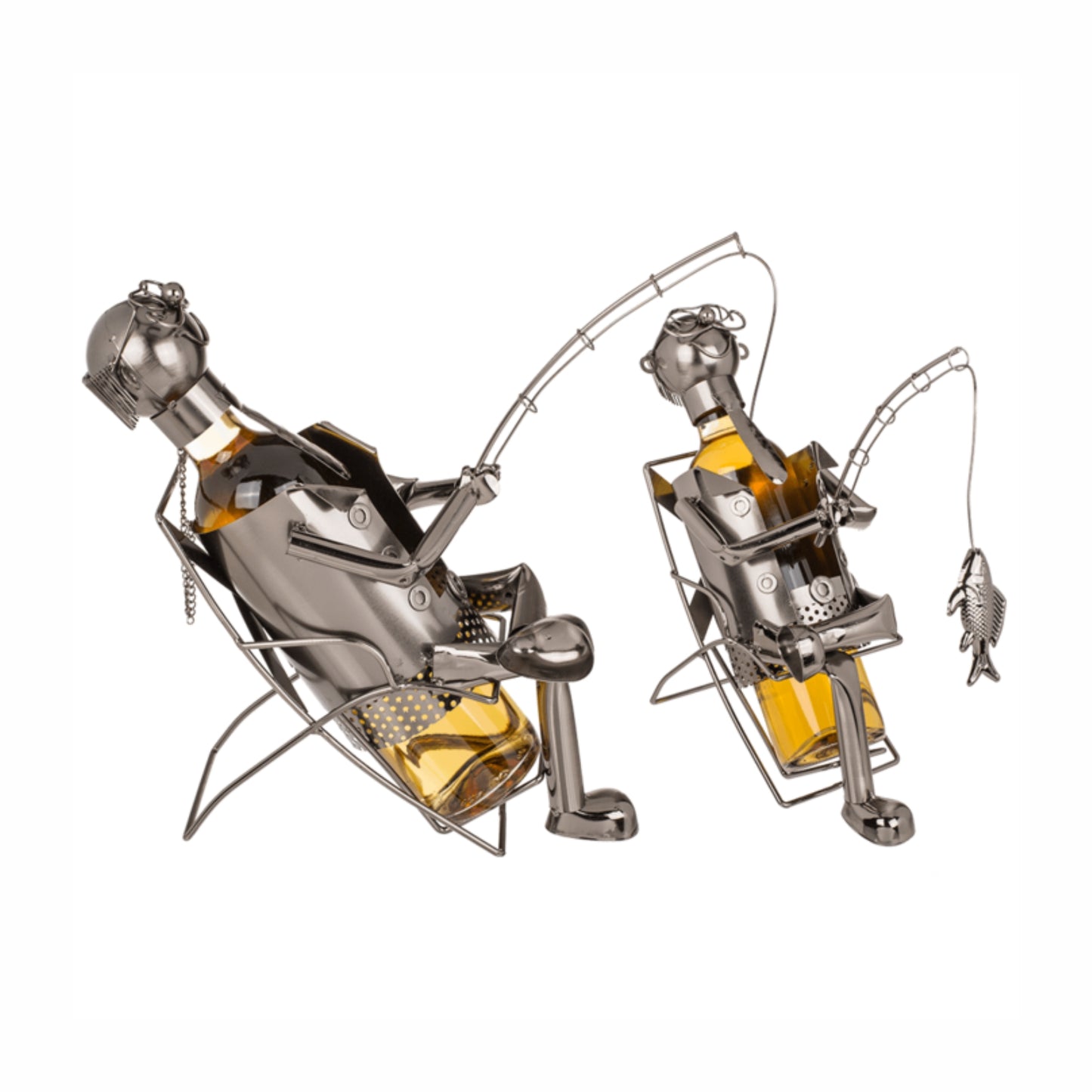 Metall-Flaschenhalter, Angler II - ca.26x21cm