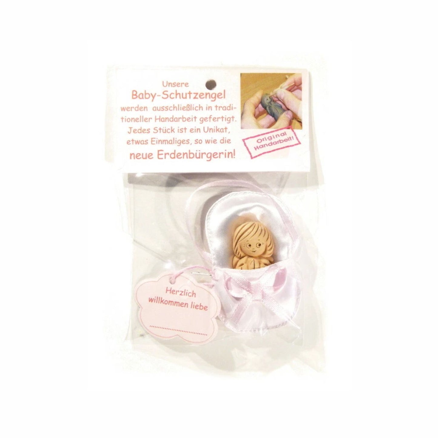 Baby Schutzengel - Mädchen im rosa Babyschlafsack