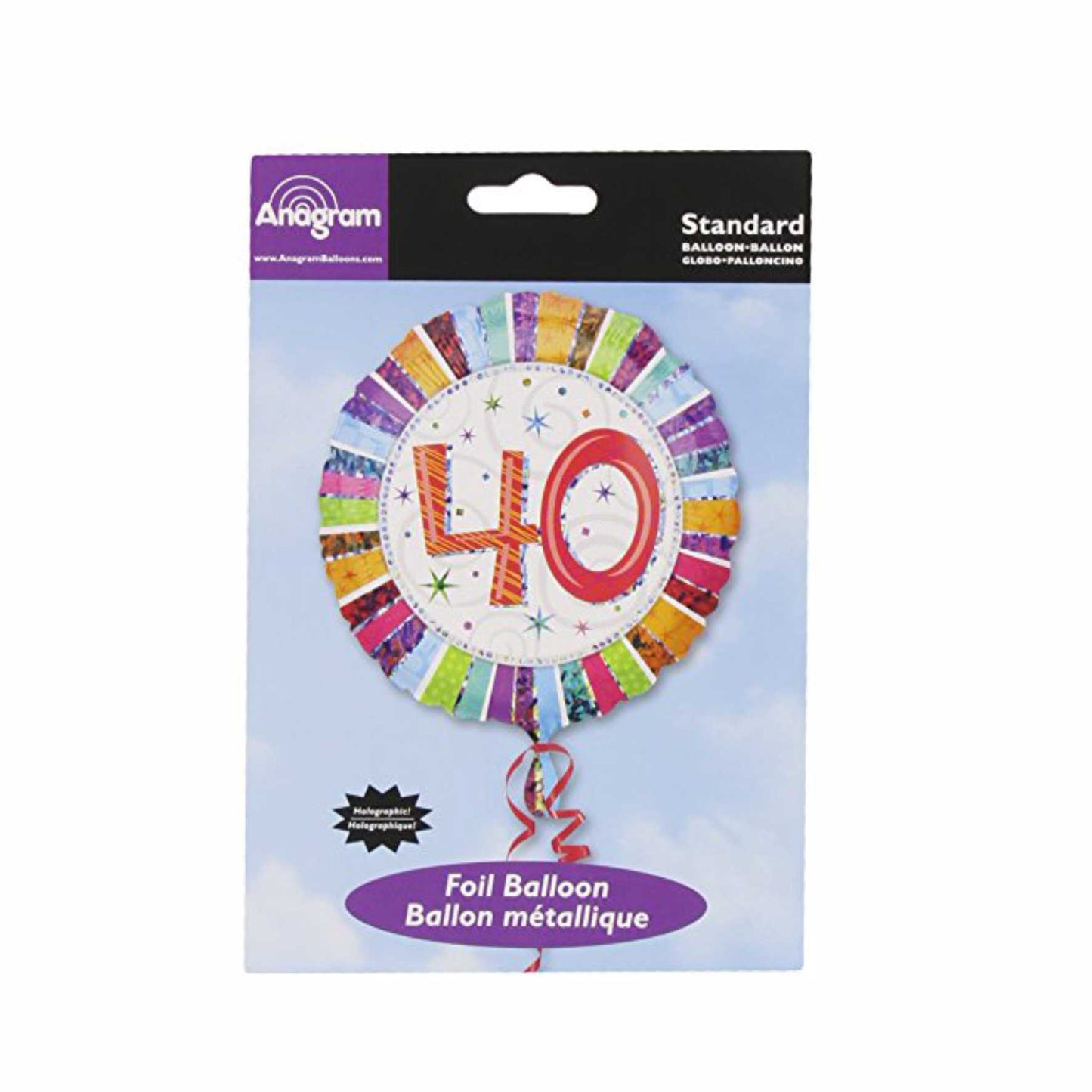 Luftballon aus Folie zum 40. Geburtstag, Jubiläum - 43 cm