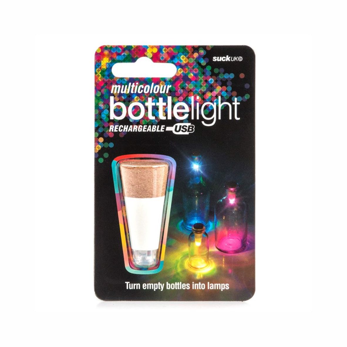 Suck UK - LED Flaschenlichter mit Akku und USB Anschluss - Multicolour