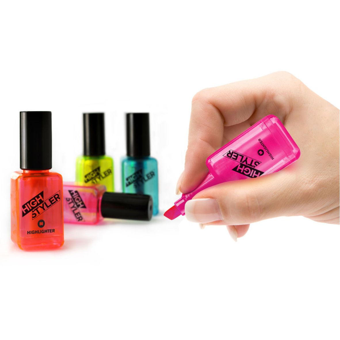 4er Set Neon Textmarker im Nagellack-Design