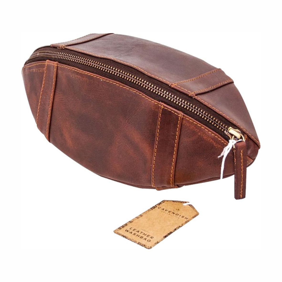 ThumbsUp! Kulturtasche American Football Echtleder mit Reißverschluss