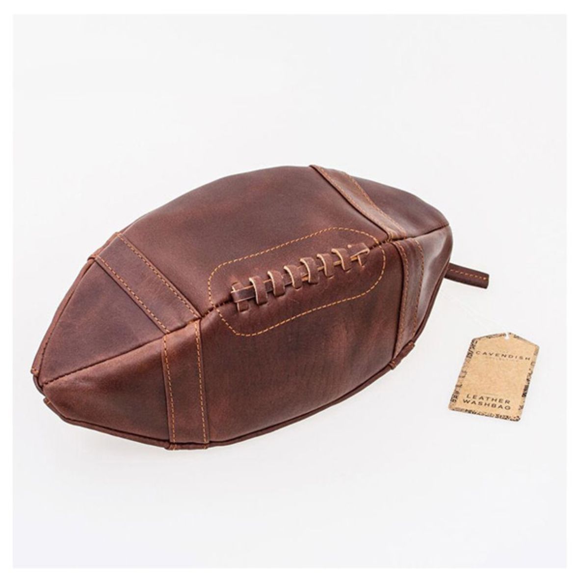 ThumbsUp! Kulturtasche American Football Echtleder mit Reißverschluss
