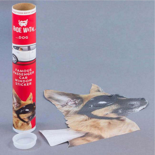 ThumbsUp! Fenstersticker fürs Auto Ride With Hund 31x30cm, wetterfest