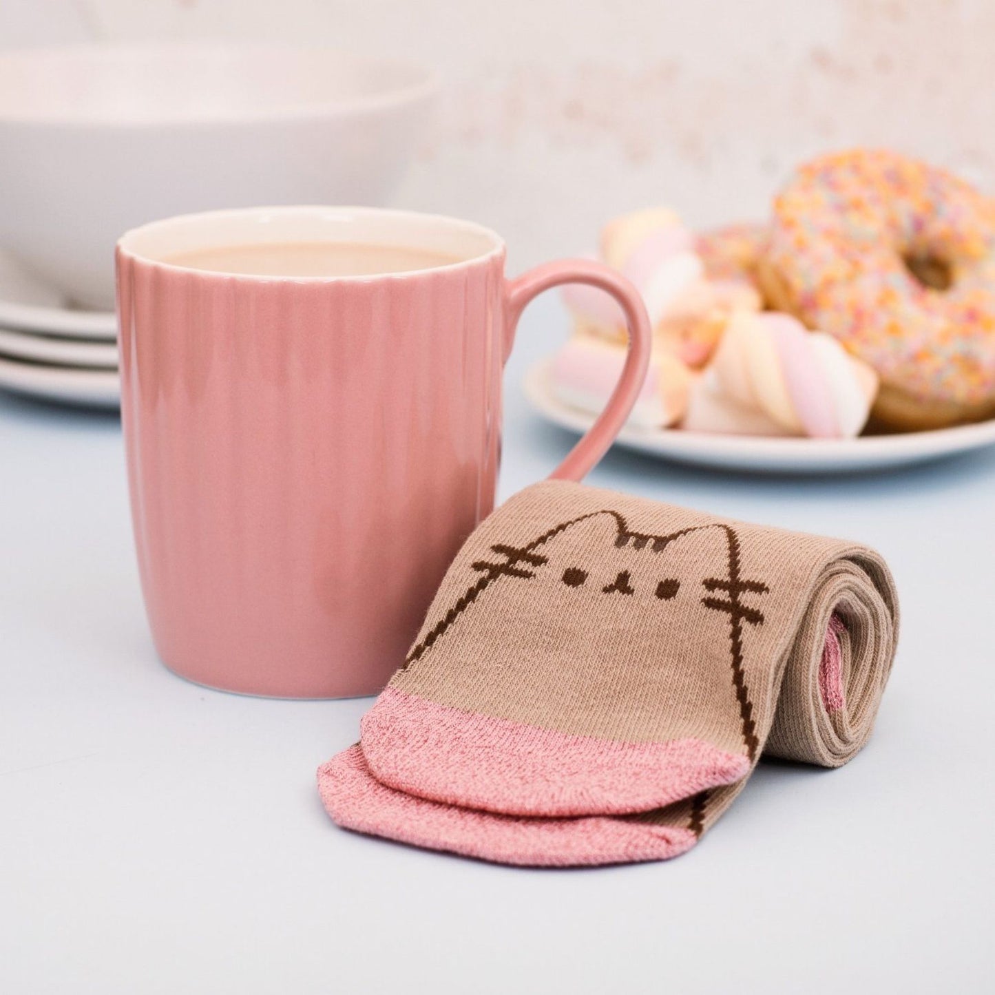 Tasse Pusheen Home - Tasse mit Socke - Pink Cupcake