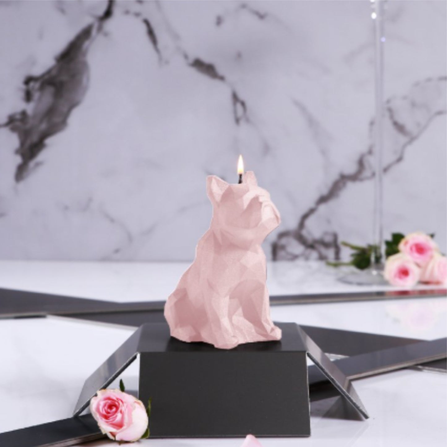 Candellana Bulldog Kerze - hellrosa