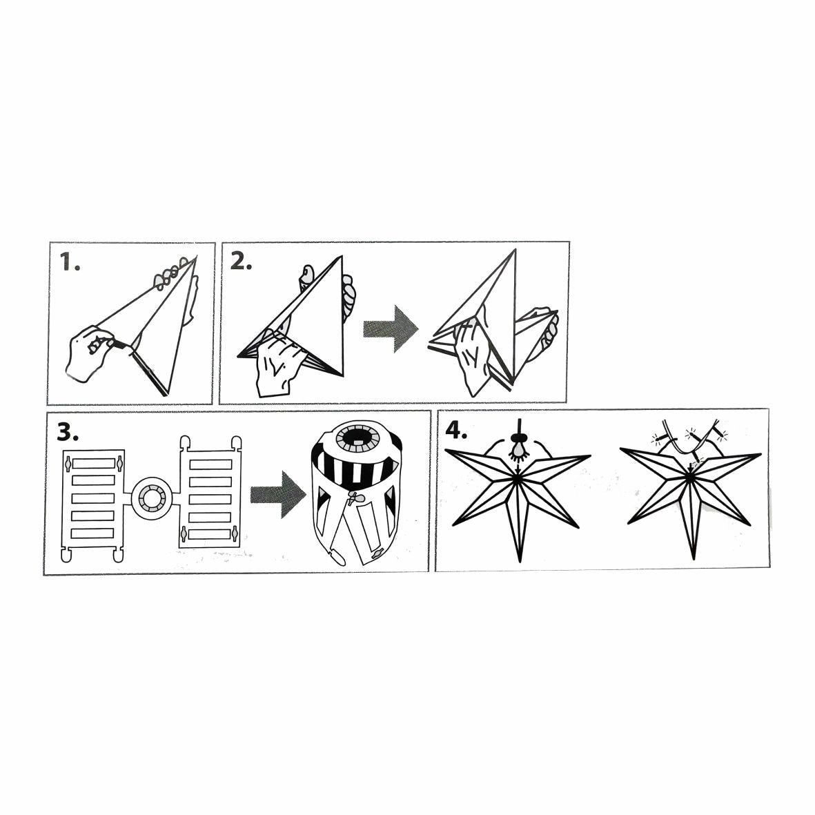 3er Set - Papier Stern Weiß,Silber,Glitzer Ø ca. 60 cm