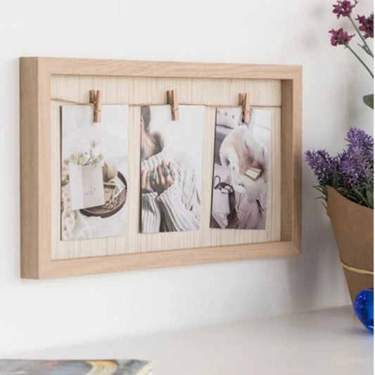 Holzrahmen Wäscheleine mit Holzklammern (3 Photos)