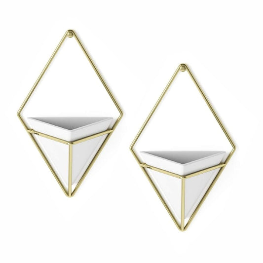 Umbra Trigg Wandvase & Geometrische Deko - Übertopf- Keramik Weiß