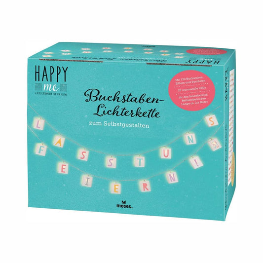 moses Happy me Buchstaben-Lichterkette mit 20 LEDs zum Selbstgestalten | Länge 2,60 m