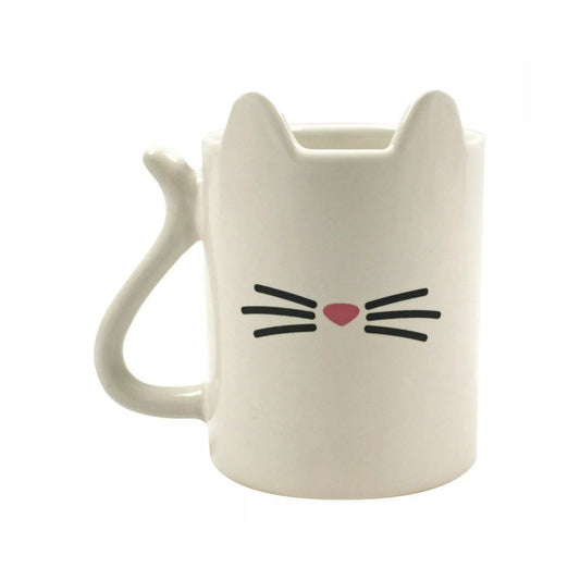 Katzenbecher weiß Keramik