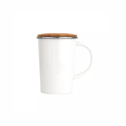 Tee-Becher mit Filter und Bambus-Deckel 0,4l Weiss