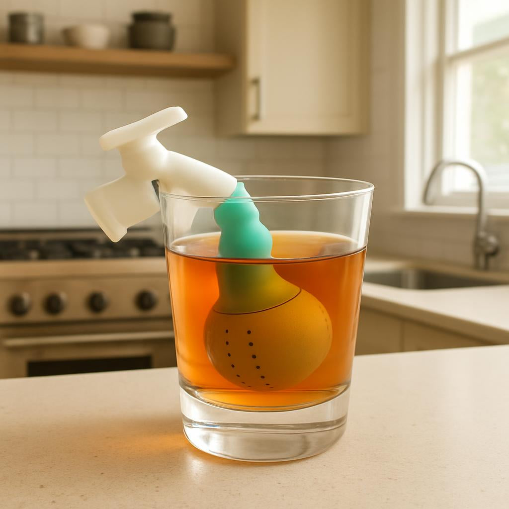 FOTOFOL - Tee Ei, tragbarer Silikon Wasserhahn Teefilter Haushalt Büro grün Silikon Tee Ei Wasserhahn Form Filterzubehör Teesieb Teefilter für Losen Tee